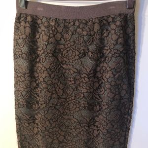 Chocolate Brown Lace Over Gray Skirt